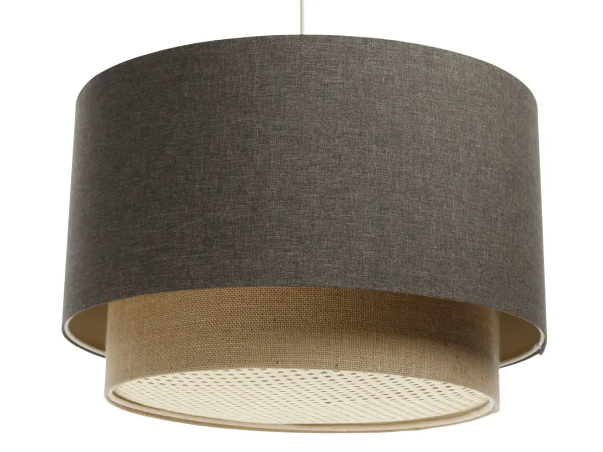 Suspension Luminaire | DUO RATTAN (Graphite/Beige)