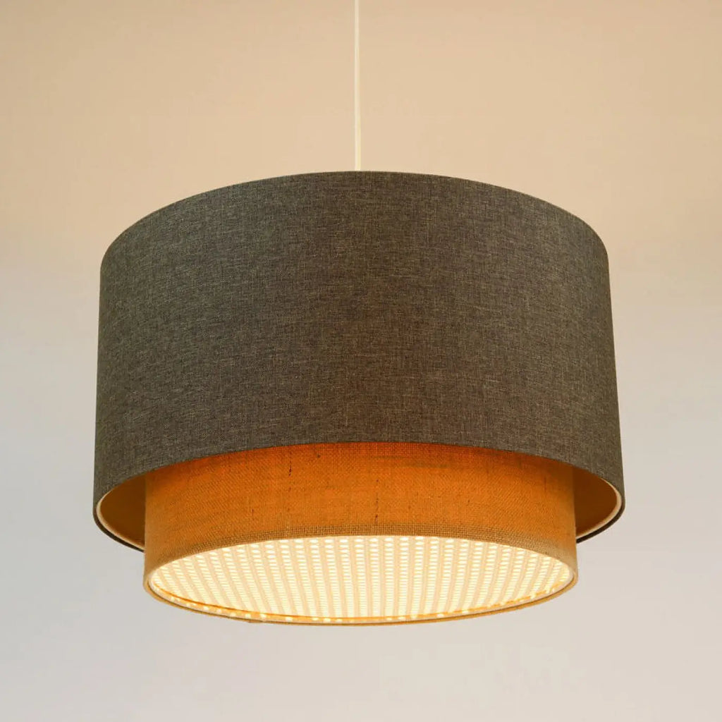 Suspension Luminaire | DUO RATTAN (Graphite/Beige)
