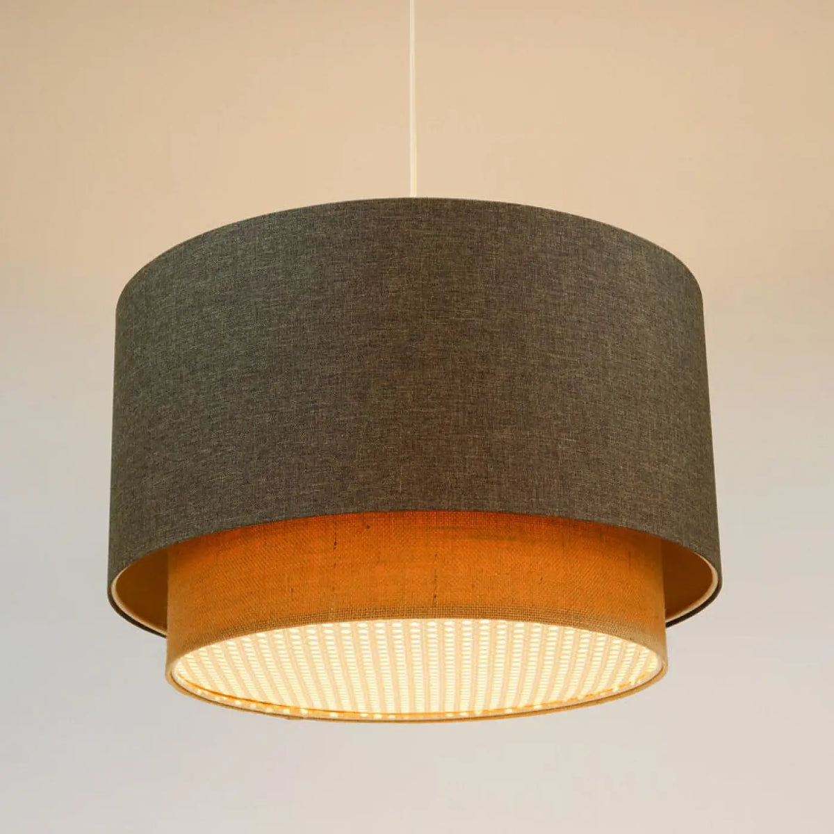Suspension Luminaire | DUO RATTAN (Graphite/Beige)