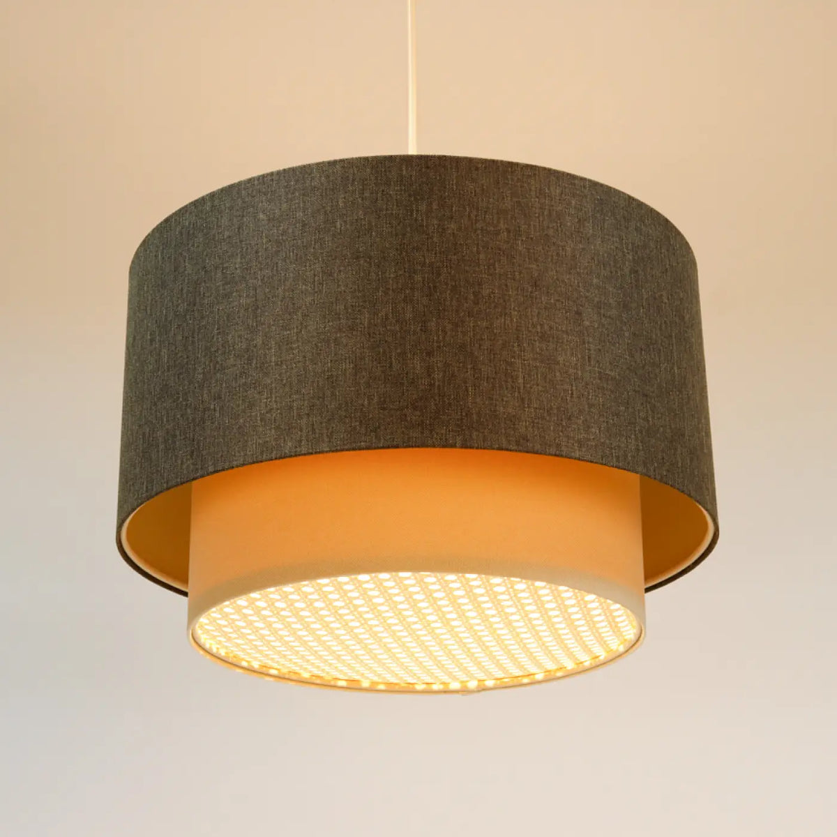 Suspension Luminaire | DUO RATTAN (Graphite/Crème/Ecru)