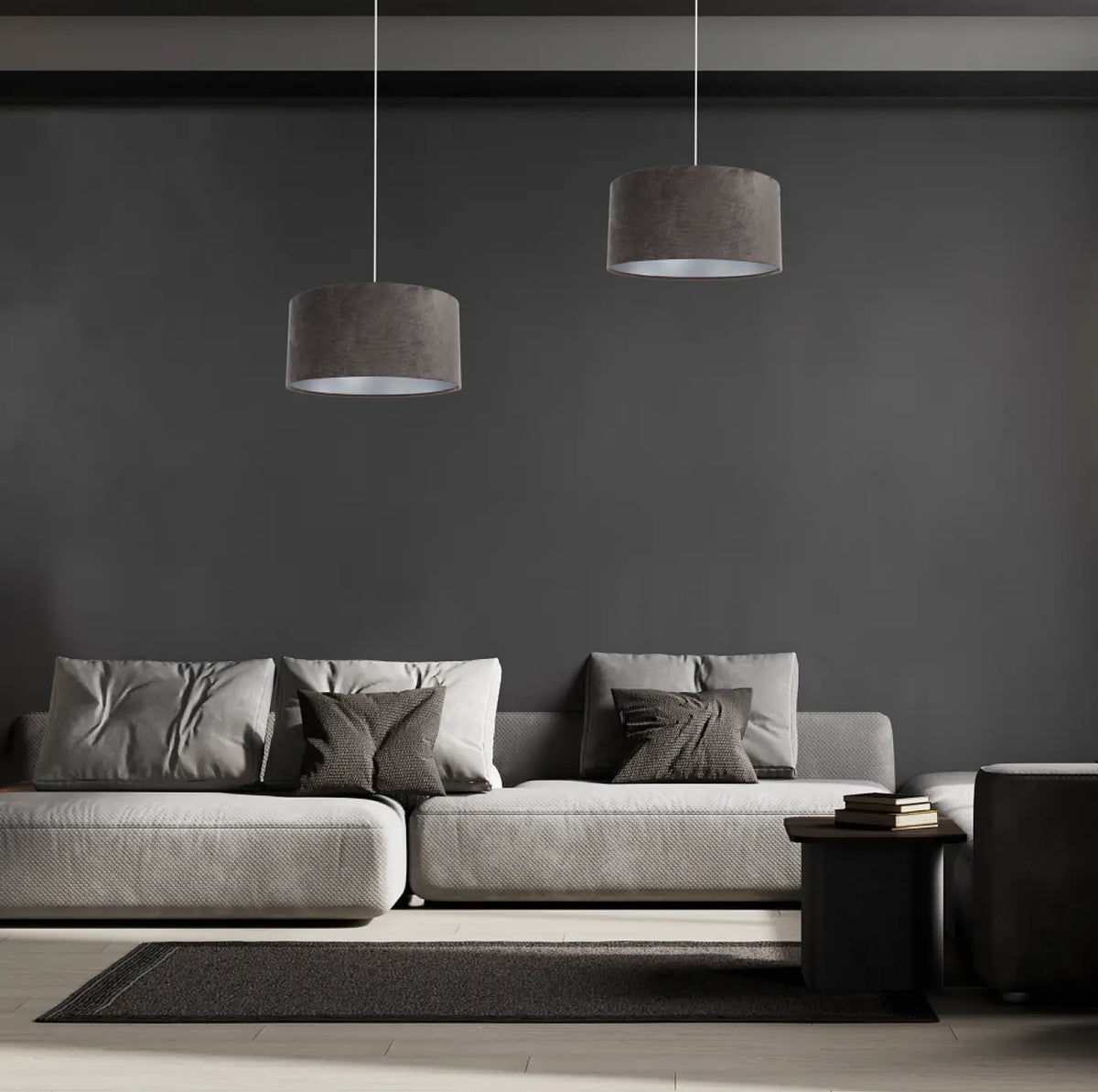 Suspension Luminaire | GLAMOUR STRUCTURAL VELOUR (Gris Marron/Argent)