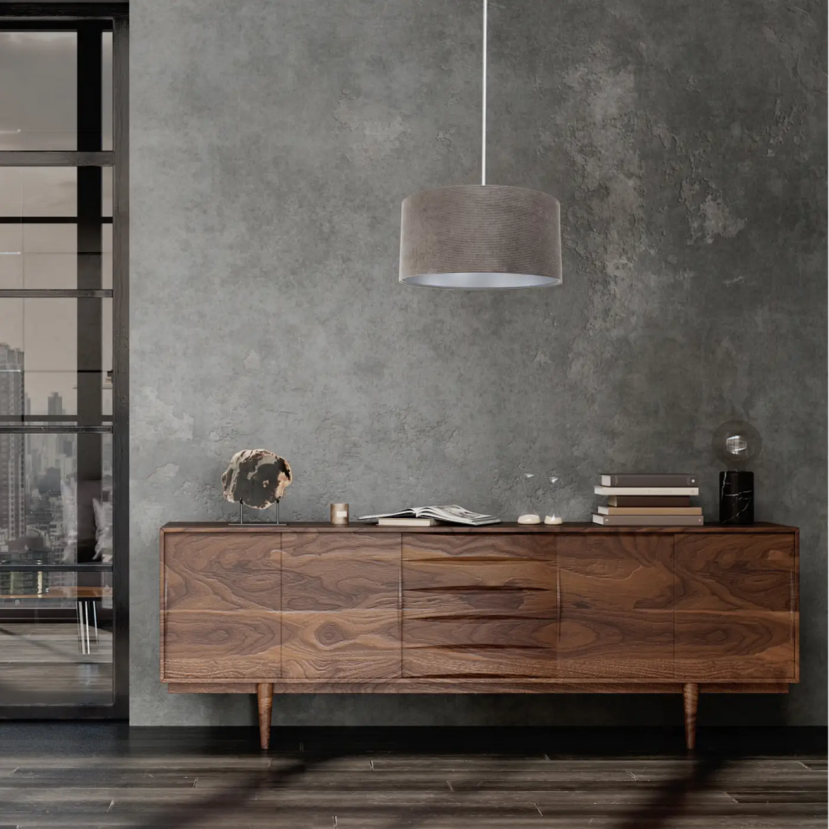 Suspension Luminaire | GLAMOUR STRUCTURAL VELOUR (Marron/Argent)