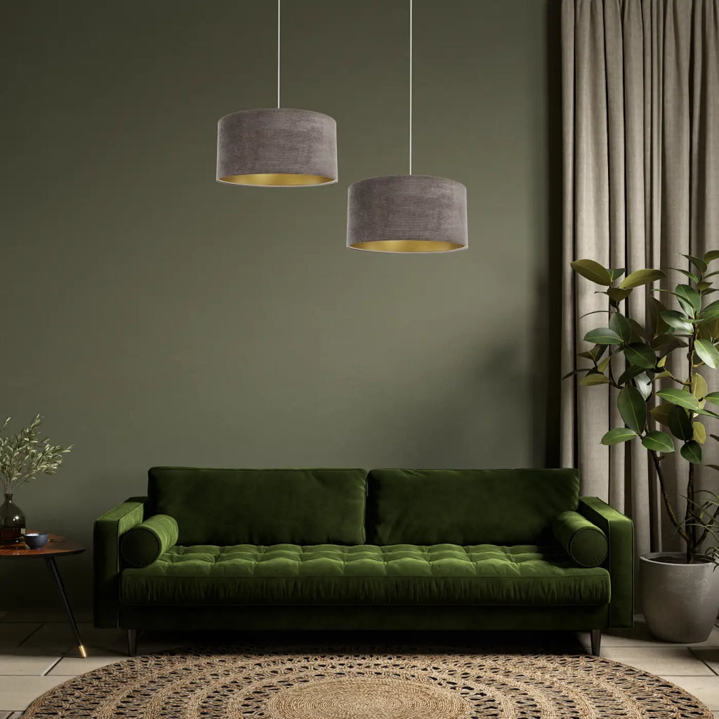 Suspension Luminaire | GLAMOUR STRUCTURAL VELOUR (Marron/Dore)