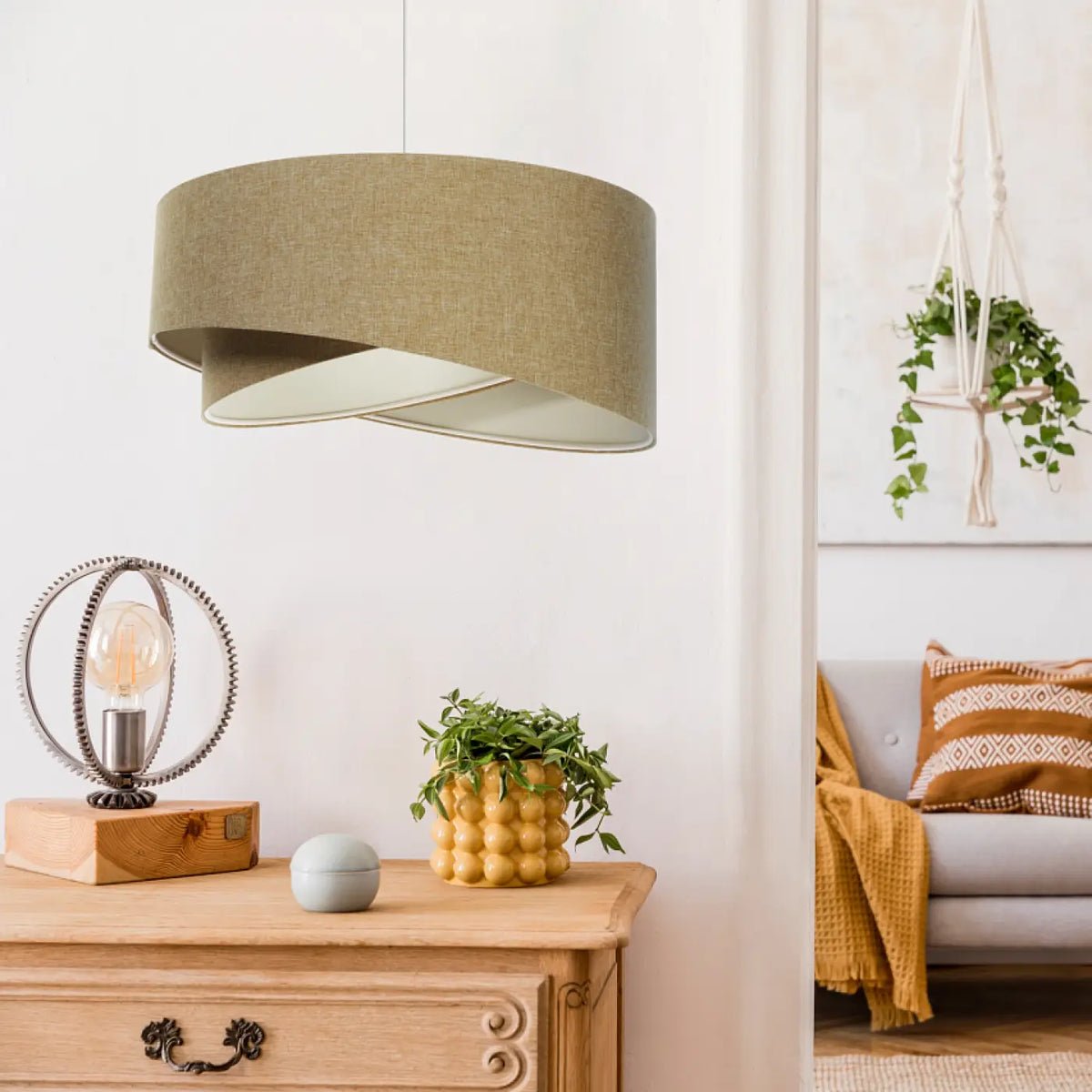 Suspension Luminaire | GALAXY BOHO ELEGANT (Moutarde/Ecru)