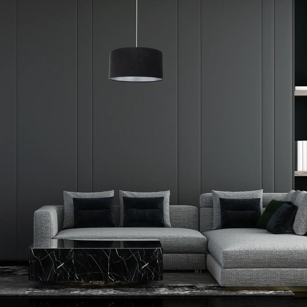 Suspension Luminaire | GLAMOUR STRUCTURAL VELOUR (Noir/Argent)