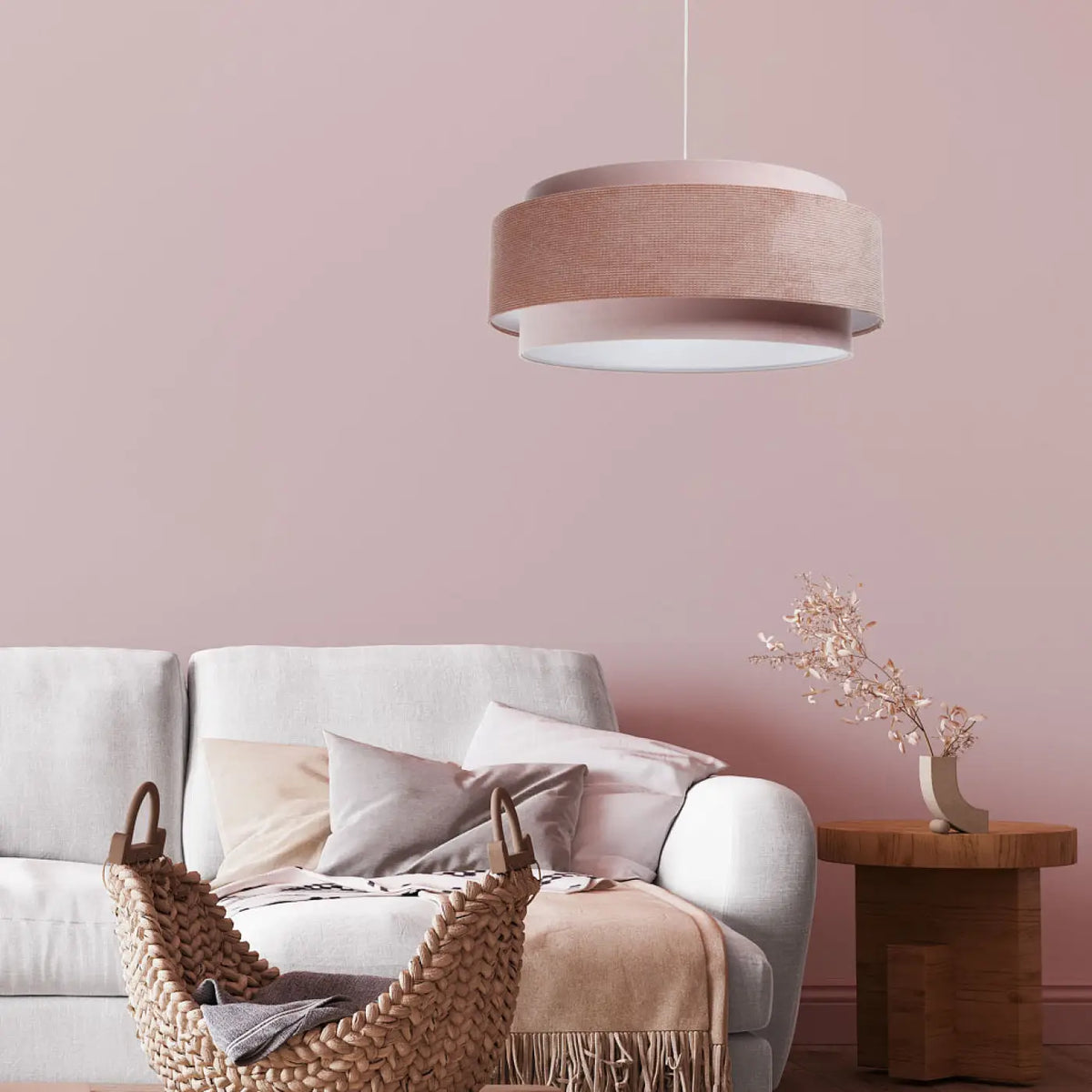 Suspension Luminaire | DOBLO CLASSIC (Rose Pâle/Blanc)
