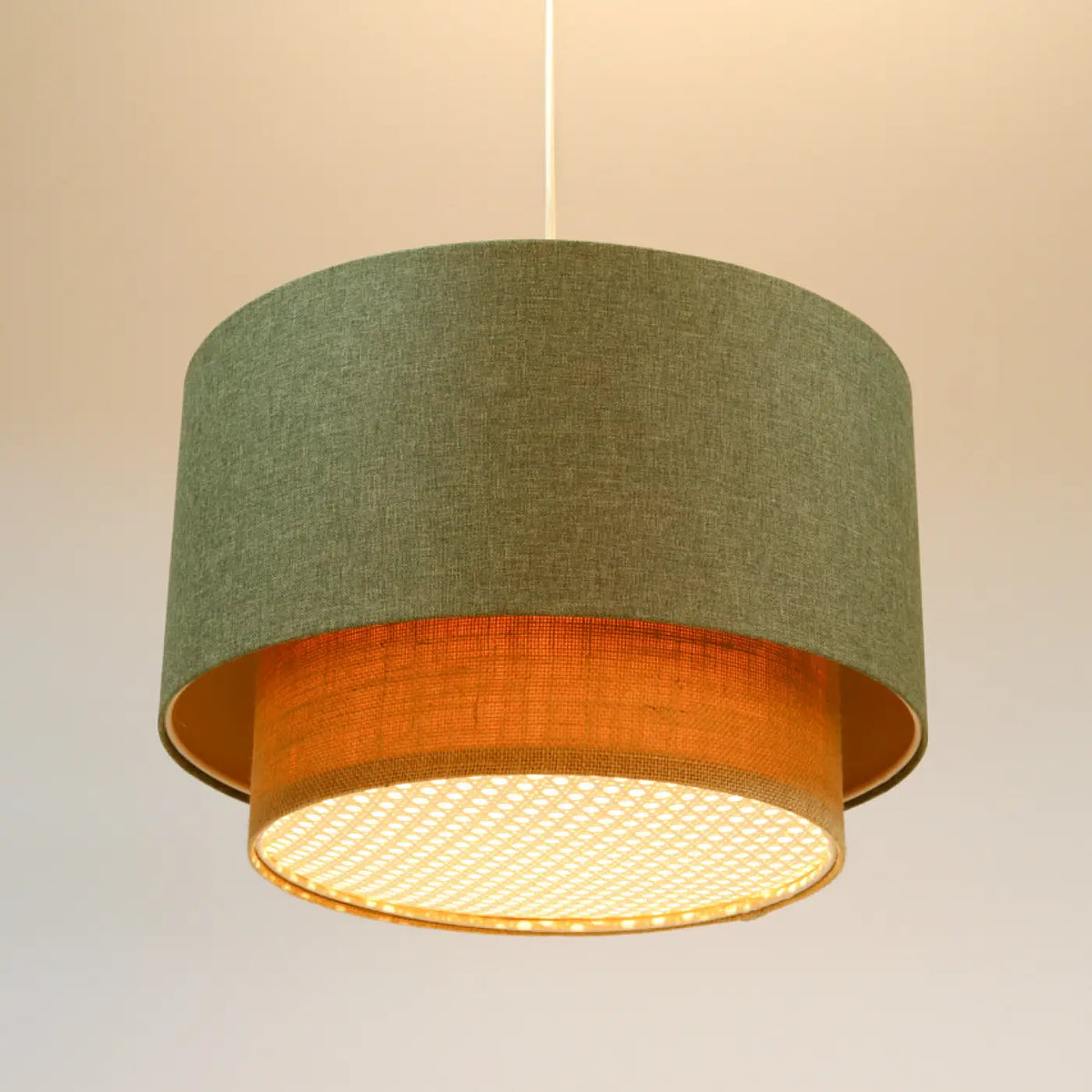Suspension Luminaire | DUO RATTAN (Vert Gris/Beige/Ecru)