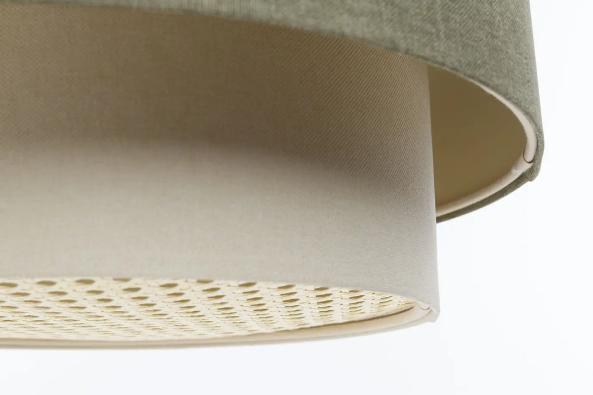 Suspension Luminaire | DUO RATTAN (Vert Gris/Crème/Ecru)