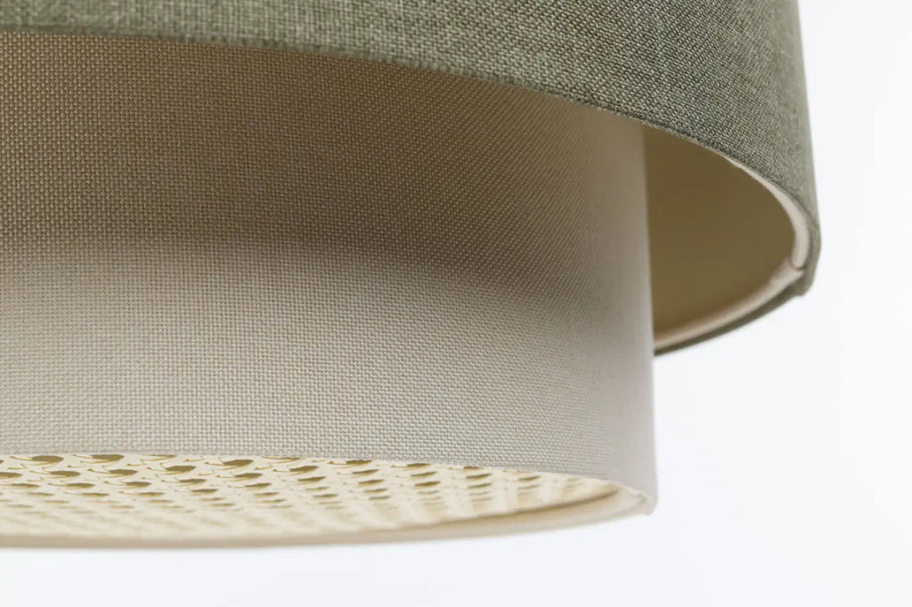 Suspension Luminaire | DUO RATTAN (Vert Gris/Crème/Ecru)