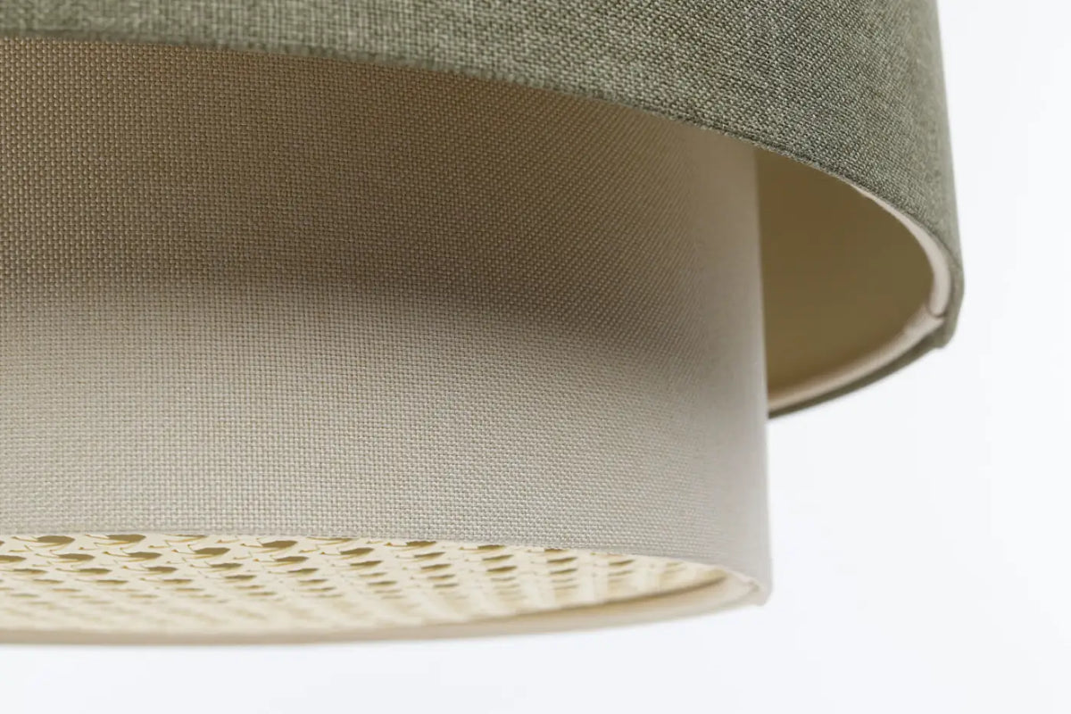 Suspension Luminaire | DUO RATTAN (Vert Gris/Crème/Ecru)