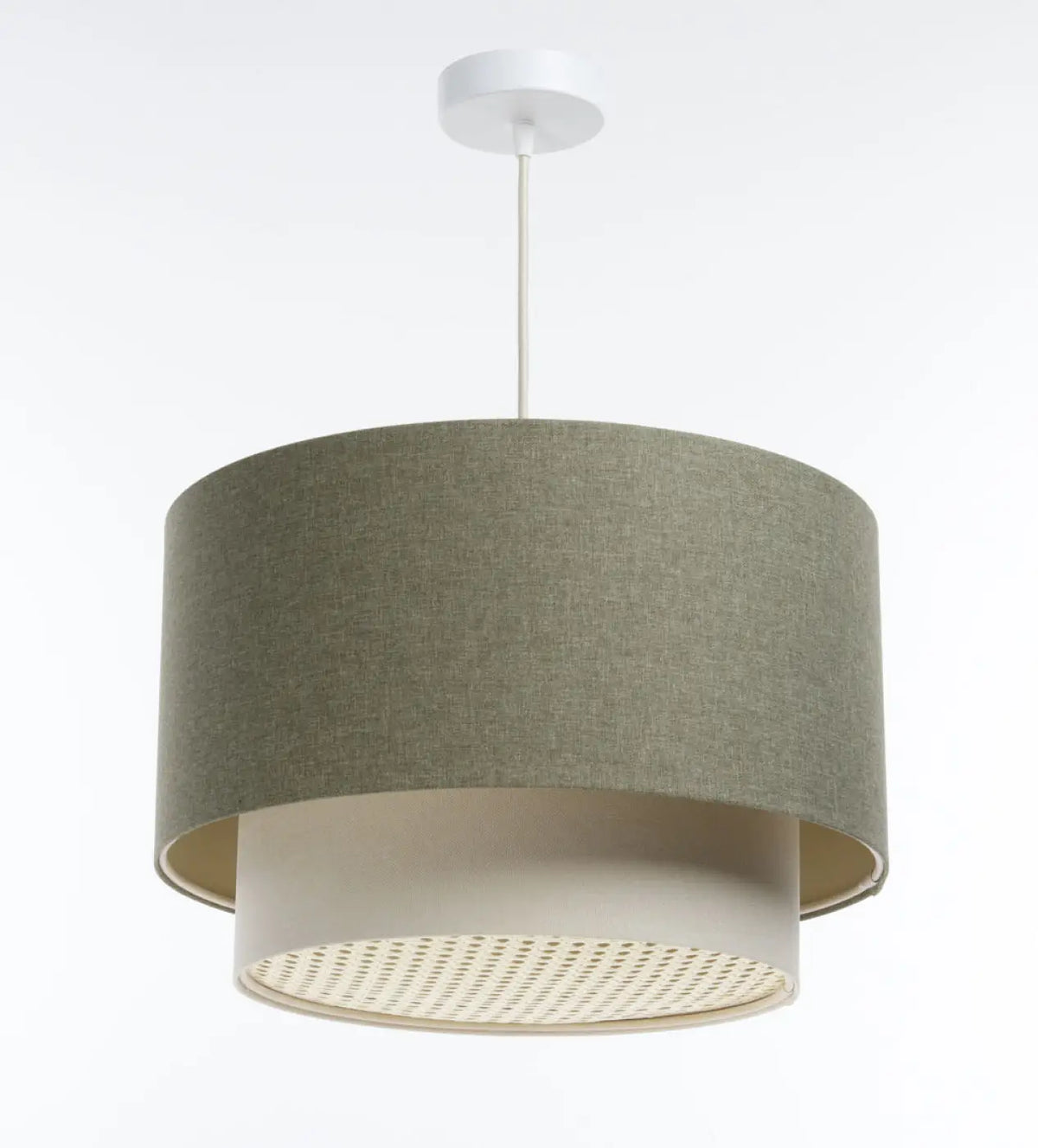 Suspension Luminaire | DUO RATTAN (Vert Gris/Crème/Ecru)