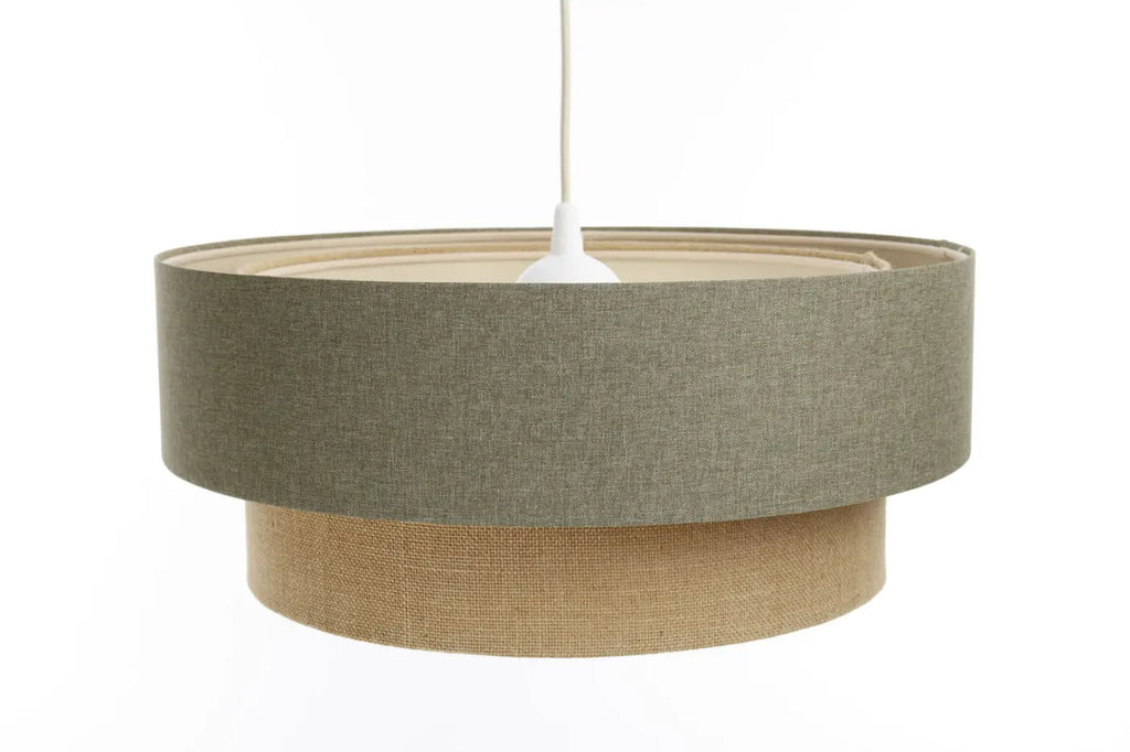 Suspension Luminaire | DUO BOHO ELEGANT (Vert Gris/Beige/Ecru)