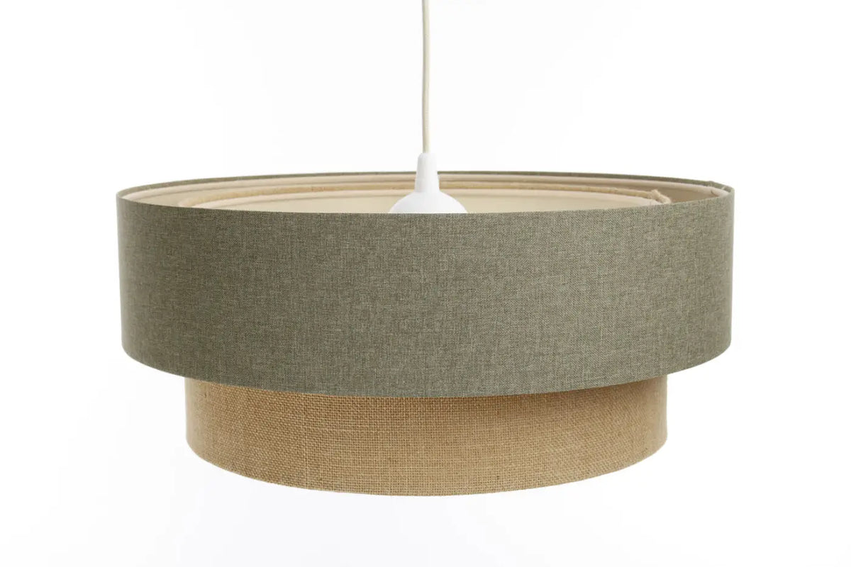 Suspension Luminaire | DUO BOHO ELEGANT (Vert Gris/Beige/Ecru)
