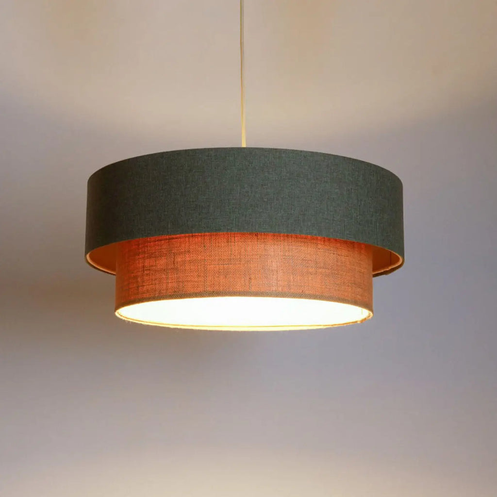Suspension Luminaire | DUO BOHO ELEGANT (Vert Gris/Beige/Ecru)