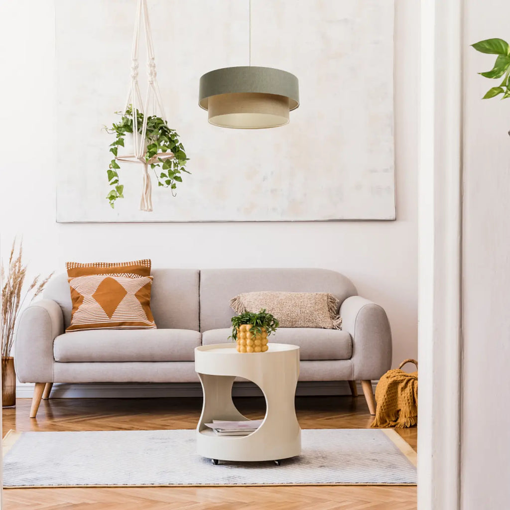 Suspension Luminaire | DUO BOHO ELEGANT (Vert Gris/Beige/Ecru)