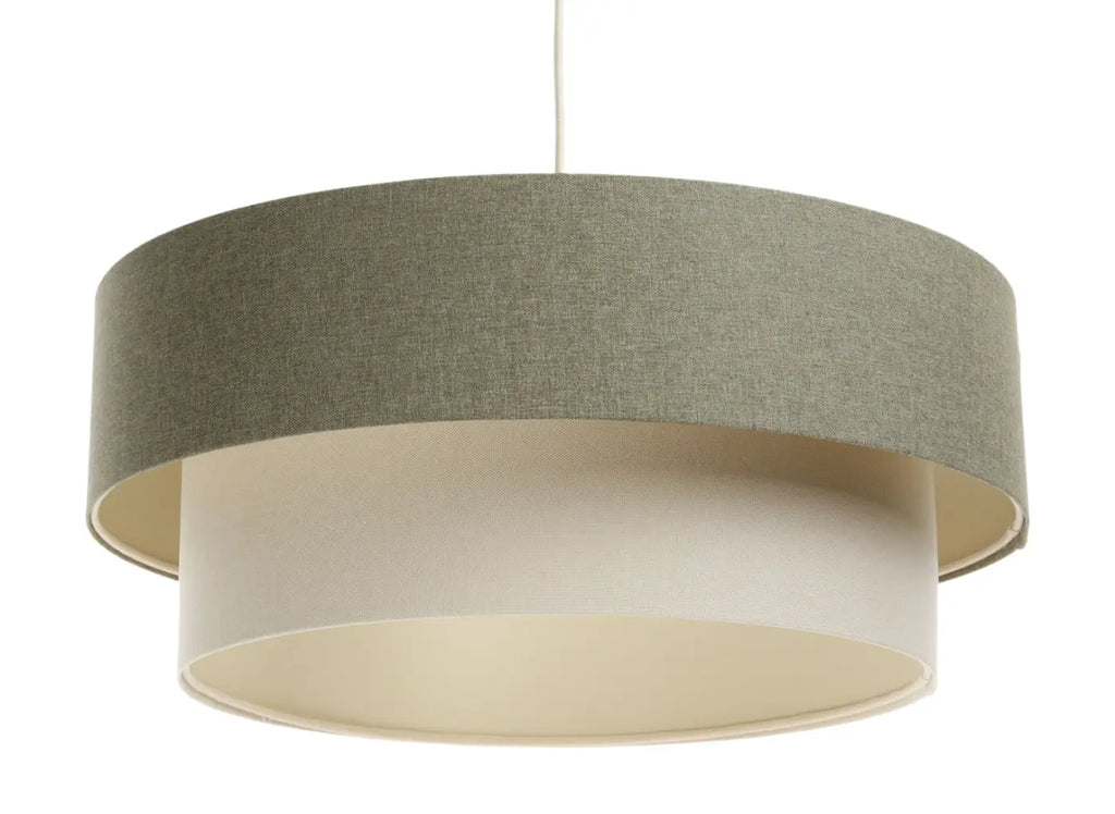 Suspension Luminaire | DUO BOHO ELEGANT (Vert Gris/Crème/Ecru)