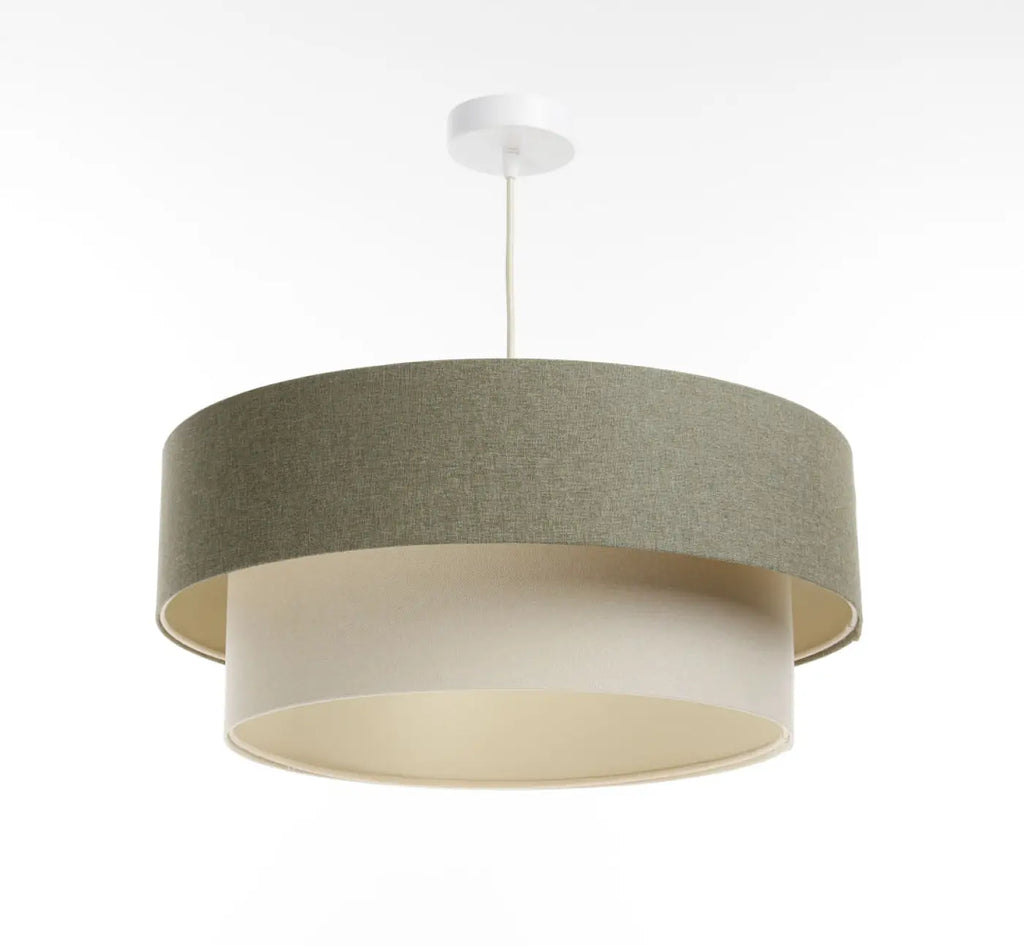 Suspension Luminaire | DUO BOHO ELEGANT (Vert Gris/Crème/Ecru)