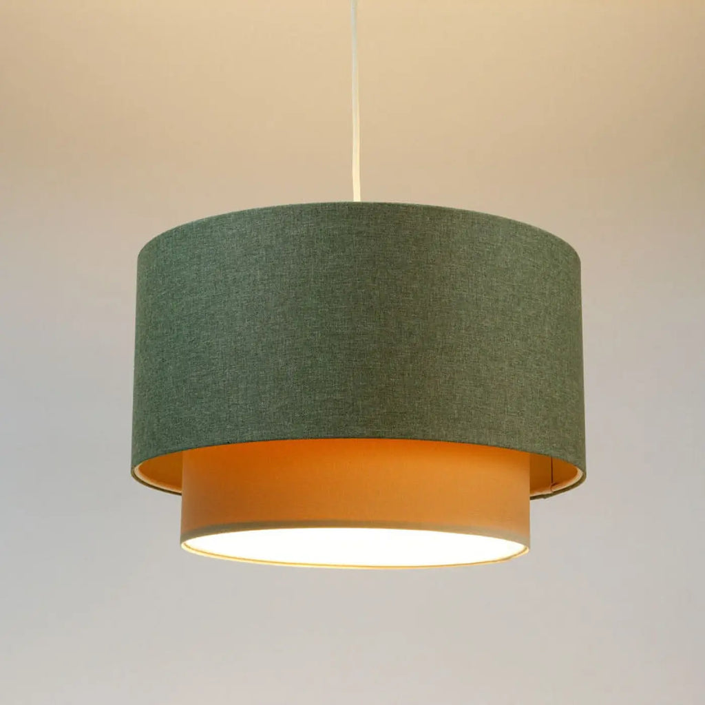 Suspension Luminaire | DUO BOHO ELEGANT (Vert Gris/Crème/Ecru)