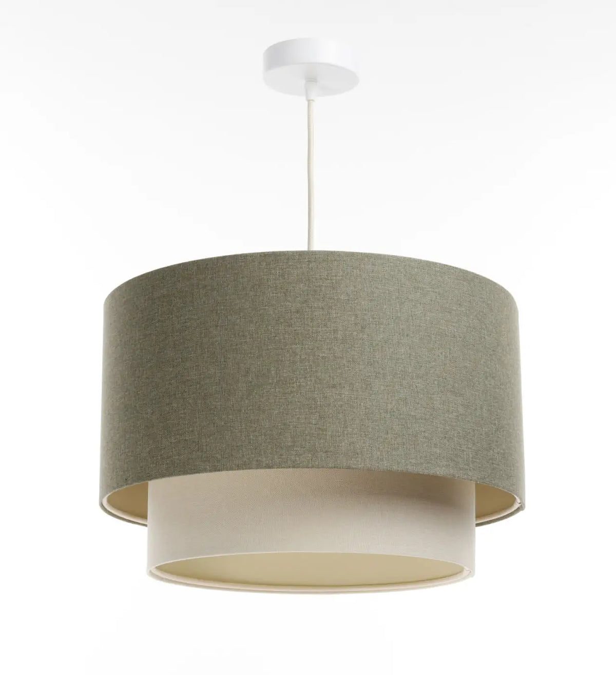 Suspension Luminaire | DUO BOHO ELEGANT (Vert Gris/Crème/Ecru)