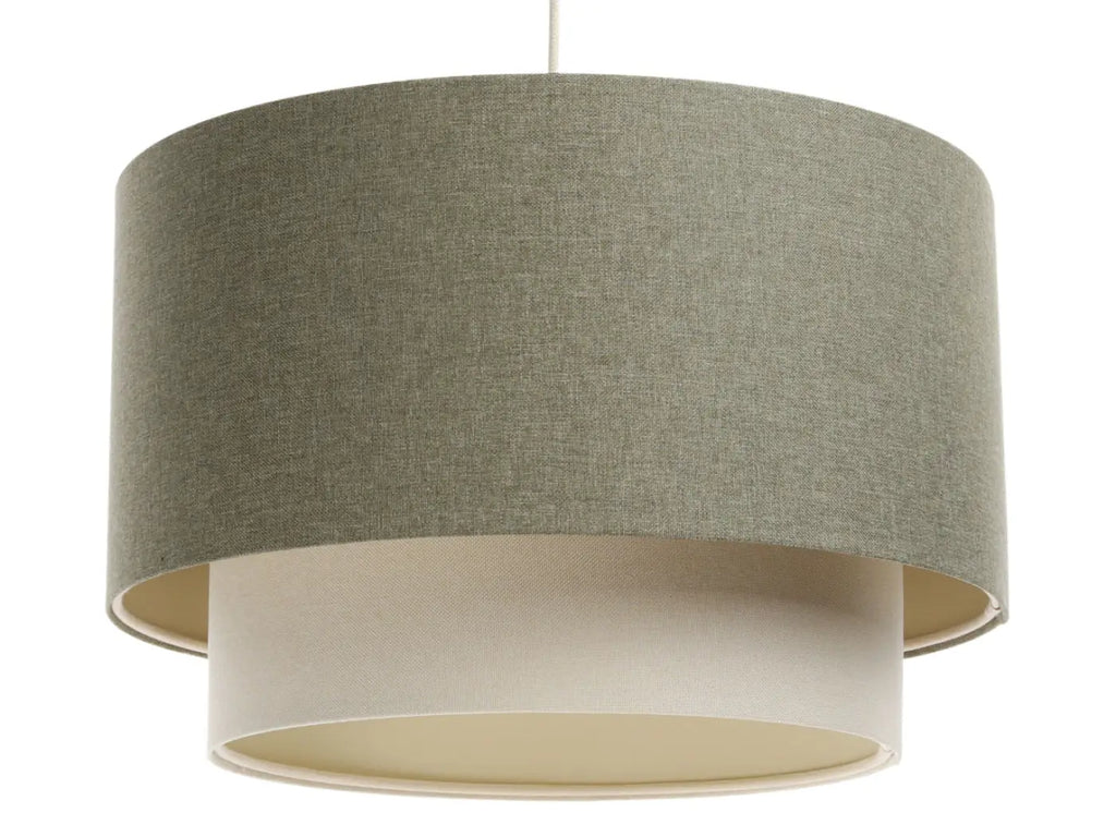 Suspension Luminaire | DUO BOHO ELEGANT (Vert Gris/Crème/Ecru)