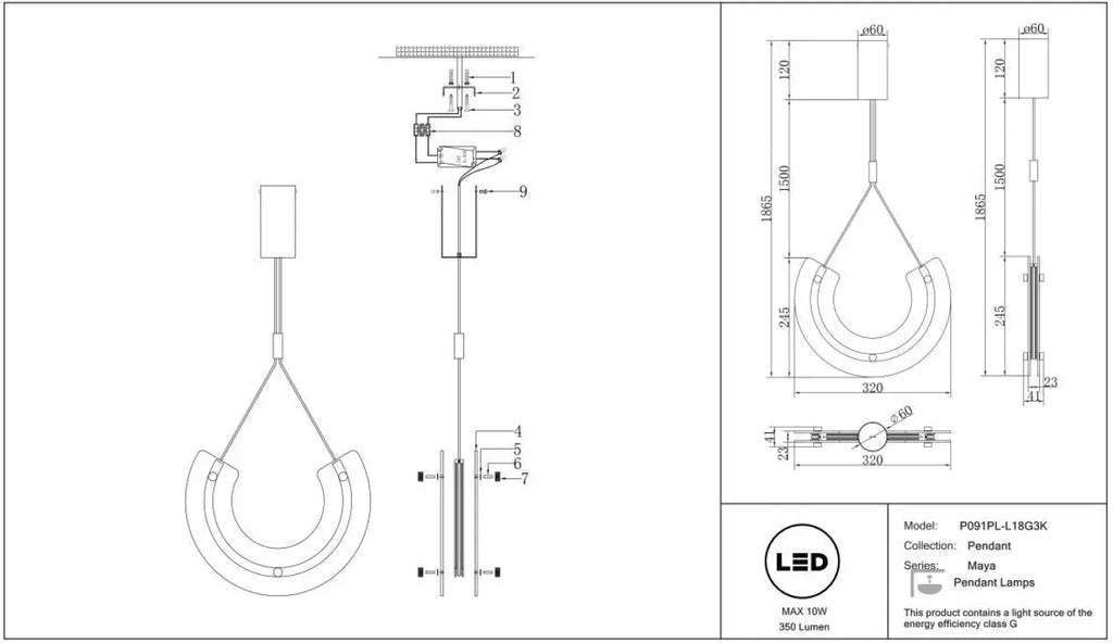 Suspension Luminaire | MAYA (Verre Plié)