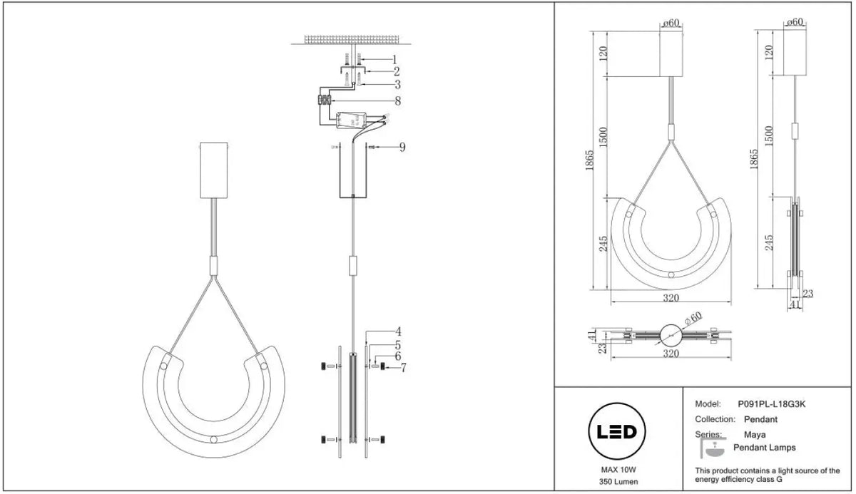 Suspension Luminaire | MAYA (Verre Plié)