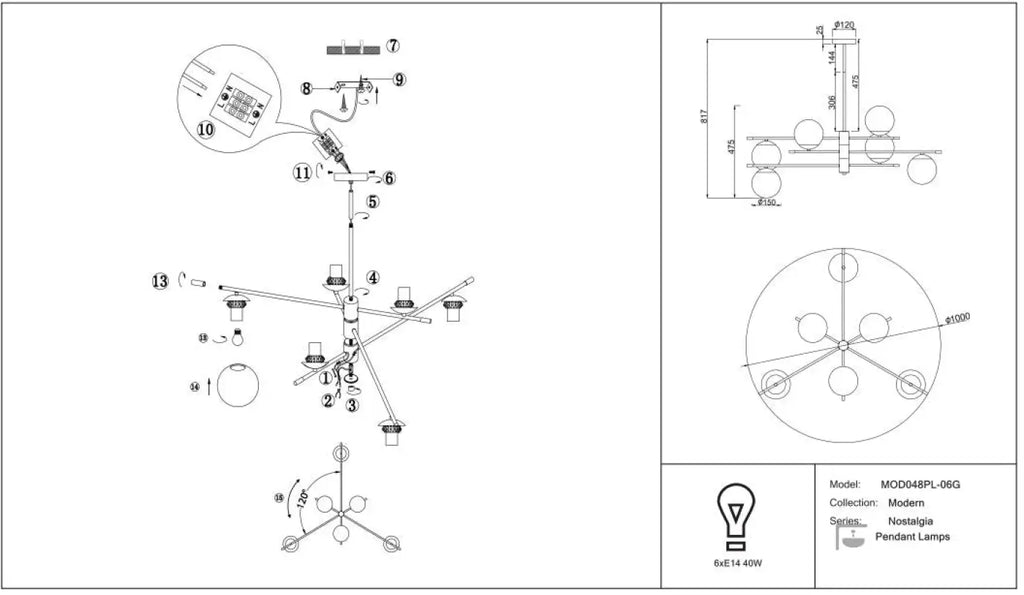 Suspension Luminaire | NOSTALGIA (Six Globes)