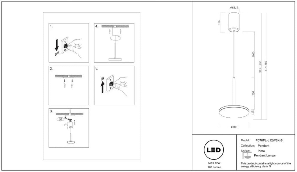 Suspension Luminaire | PLATO (Disque Vertical)