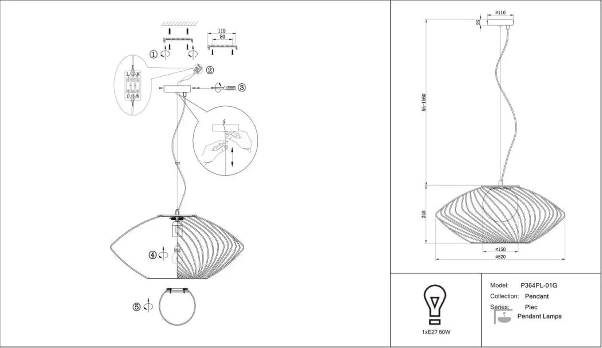 Suspension Luminaire | PLEC (Cage Ajourée)
