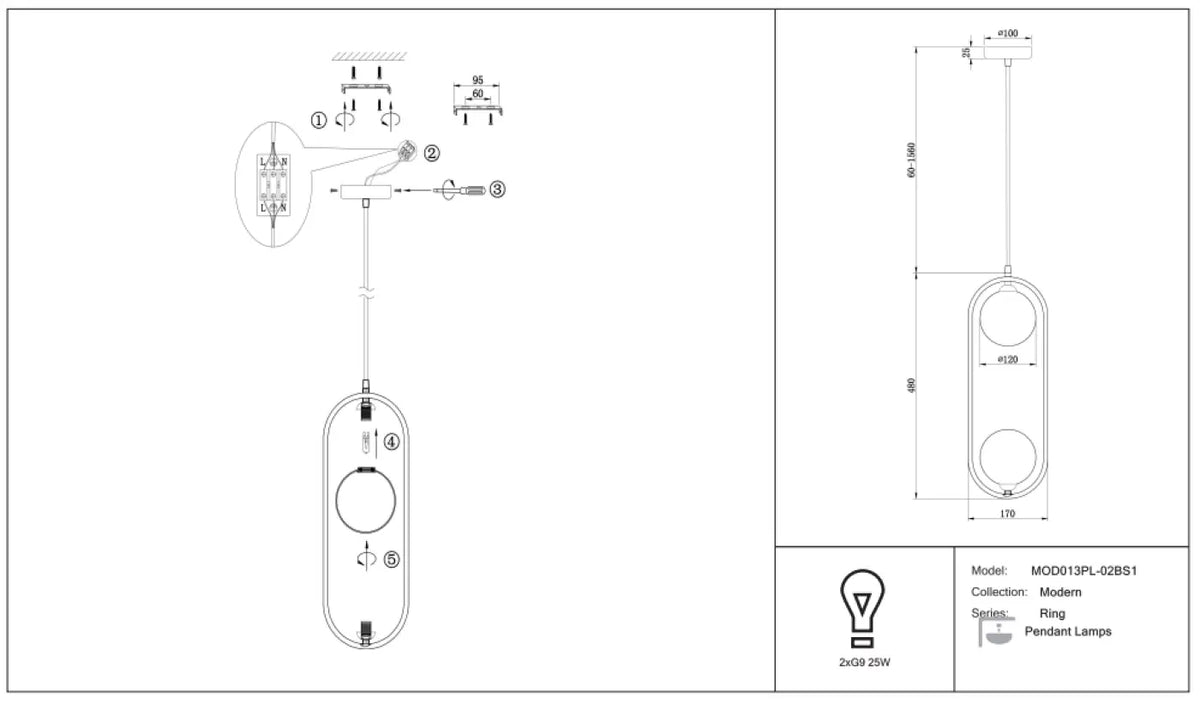 Suspension Luminaire | RING (Deux Globes Verticale)