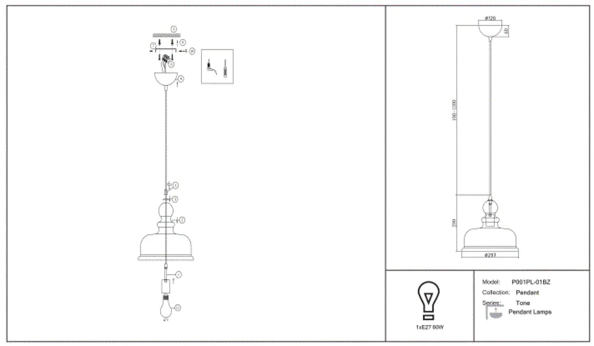 Suspension Luminaire | TONE (Globe Ambré)