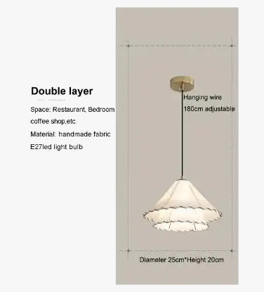 Suspension LED nordique en tissu, coton et lin, forme chapeau, style wabi-sabi pour salon et chambre – Néolys Épure