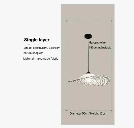 Suspension LED nordique en tissu, coton et lin, forme chapeau, style wabi-sabi pour salon et chambre – Néolys Épure