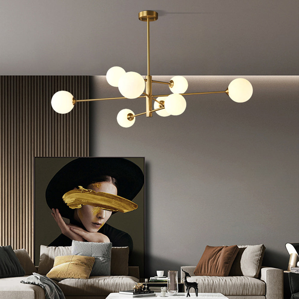 Truva Lustre Bulle Moderne Cuivre Verre Cuivre Salon - 5