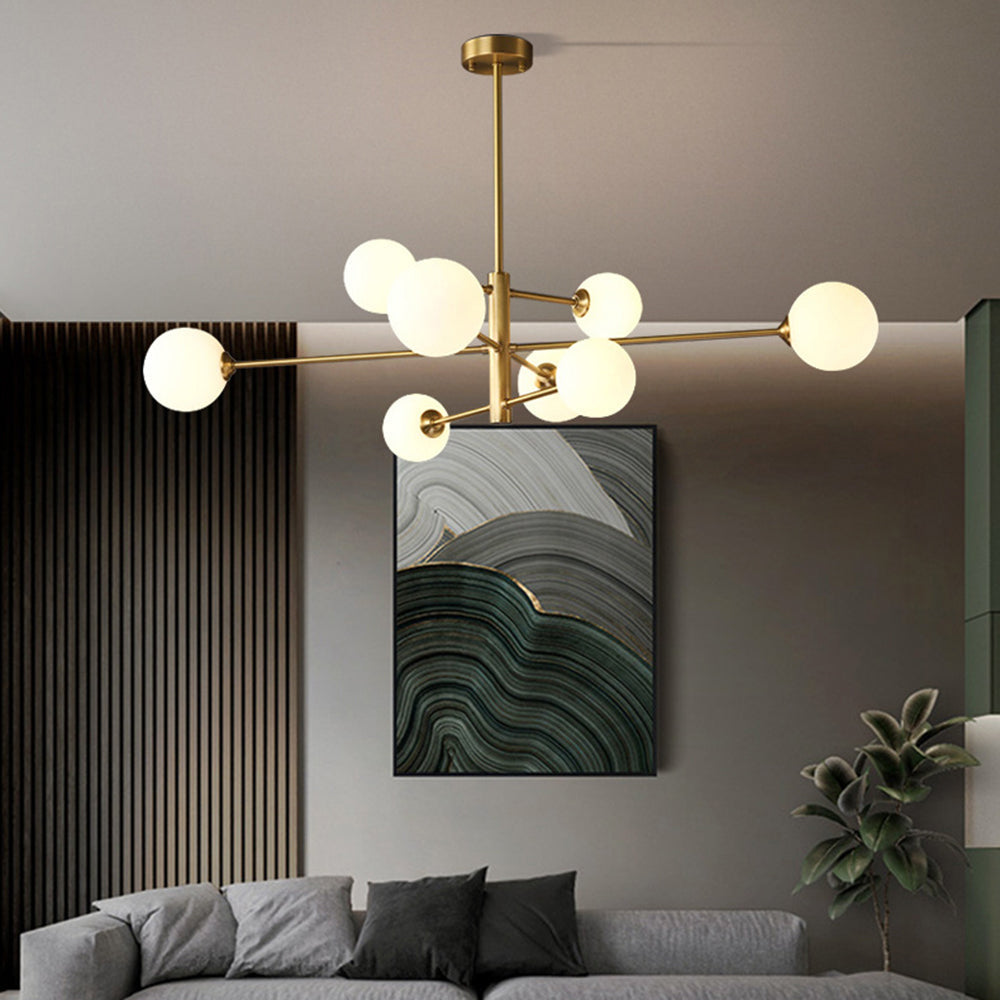 Truva Lustre Bulle Moderne Cuivre Verre Cuivre Salon - 7