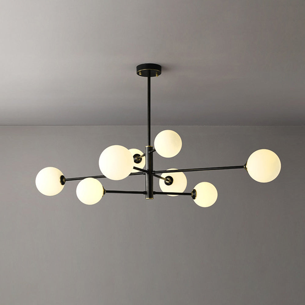 Truva Lustre Bulle Moderne Cuivre Verre Cuivre Salon - 8 Lumières - Noir