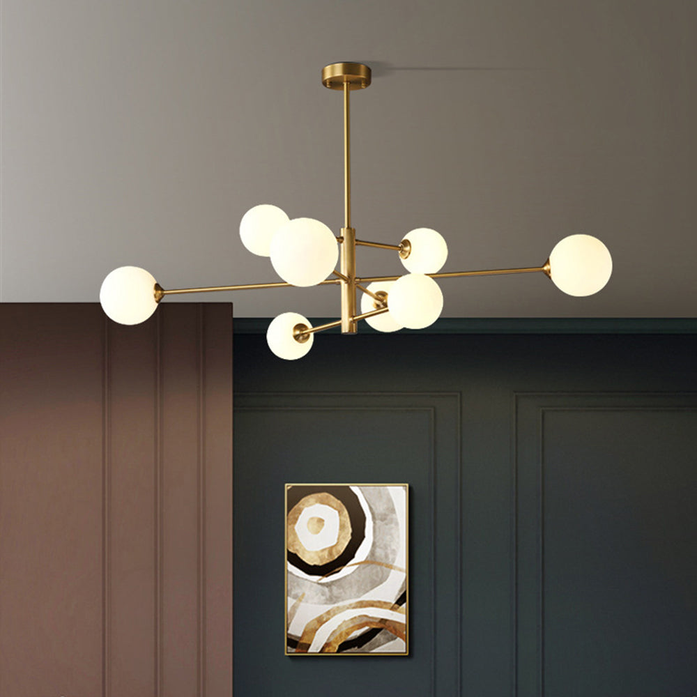Truva Lustre Bulle Moderne Cuivre Verre Cuivre Salon - 8 Lumières - Or