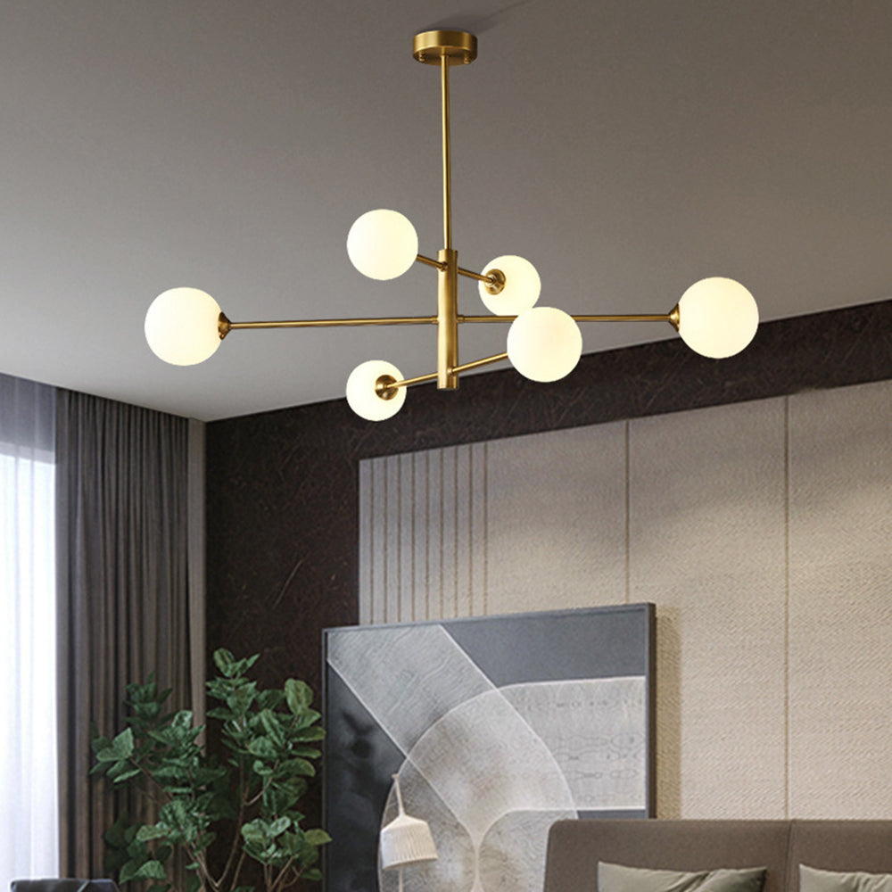 Truva Lustre Bulle Moderne Cuivre Verre Cuivre Salon - 8