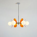 Ulano Lustre - 6 Lampes Diam. 72 cm x hauteur 40 cm - Orange et Chromé