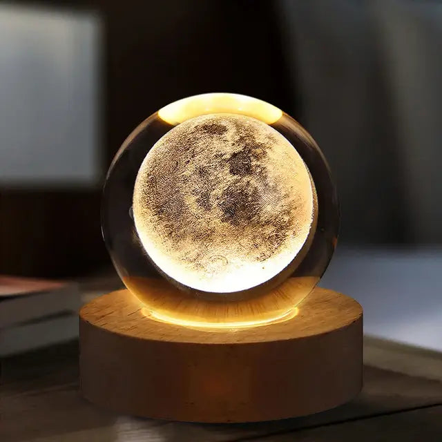 Lampe Boule de Cristal LED Lune Mélanie Nocturne - Reflets Étincelants & Décor Élégant
