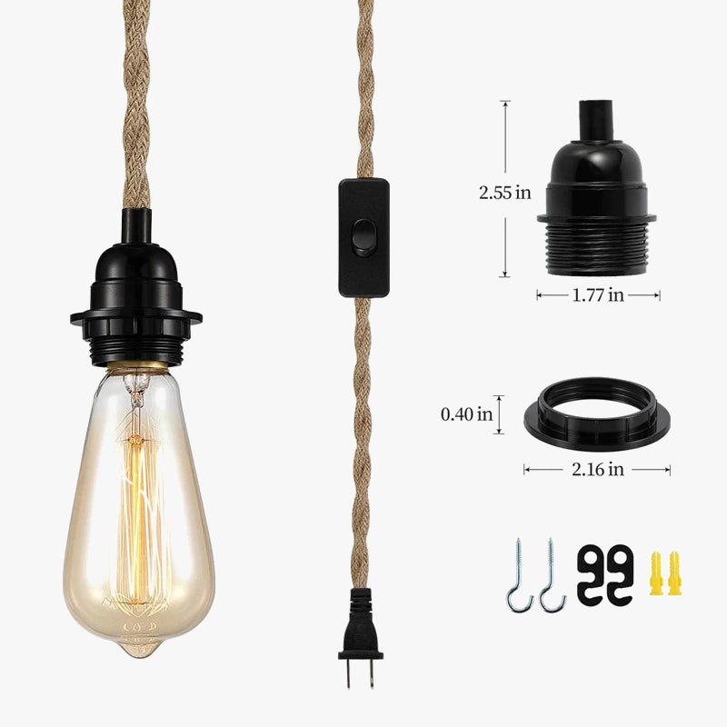 Suspension Vintage Théodore Brume en Corde de Chanvre