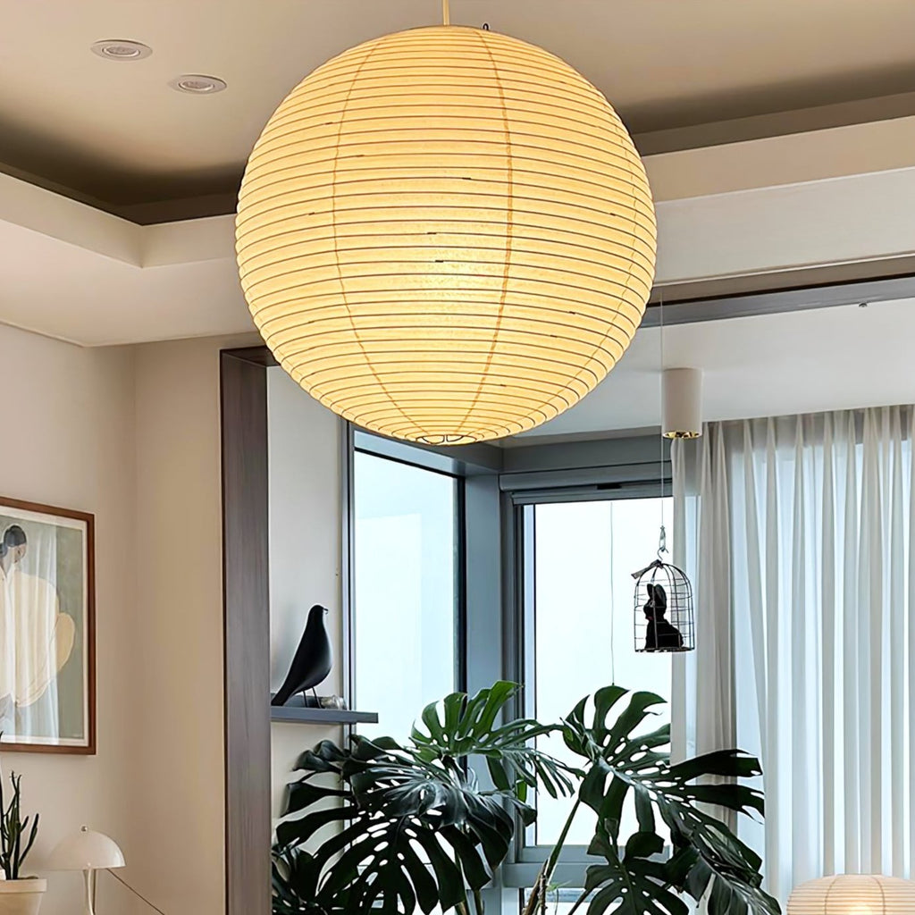 Solara Suspension Bambou Papier Washi Ronde - Neutralighting