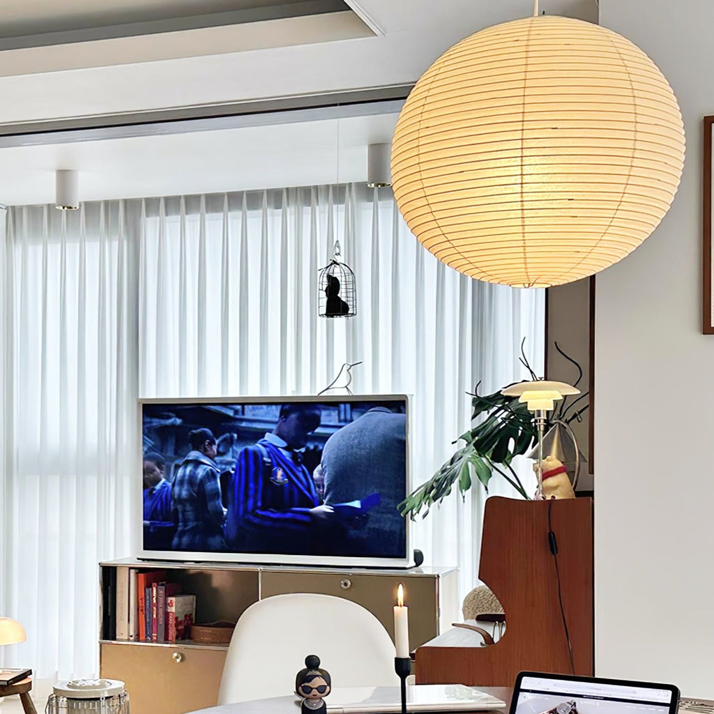 Solara Suspension Bambou Papier Washi Ronde - Neutralighting