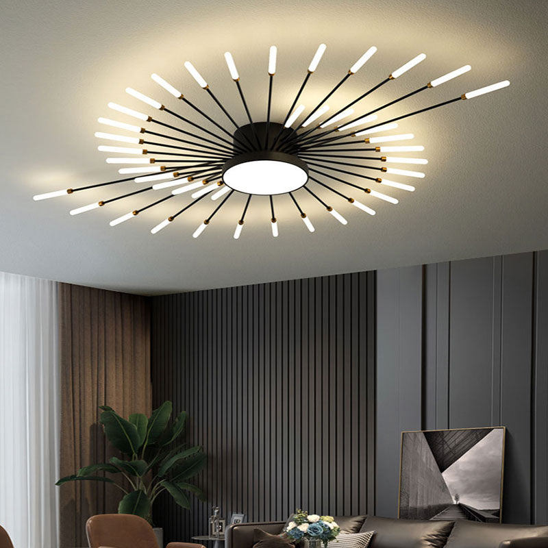 Wesley Plafonnier Feu d'Artifice Linéaire Moderne - Noir - 28W - Lumière neutre