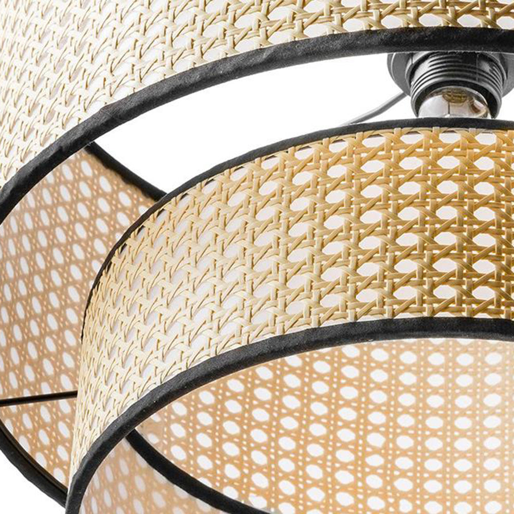 Ritta Suspension Cylindre Moderne, Métal/PVC, Noir/Bois, Salle à Manger - Neutralighting