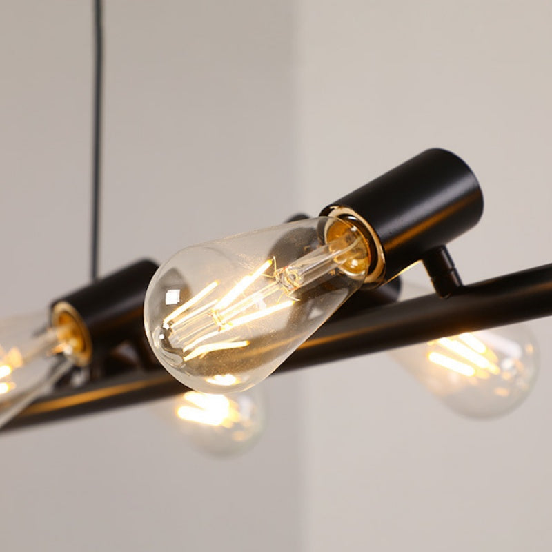 Silva Vintage LED Lustre Noir Métal Salle À Manger/Salon/Bar - Neutralighting