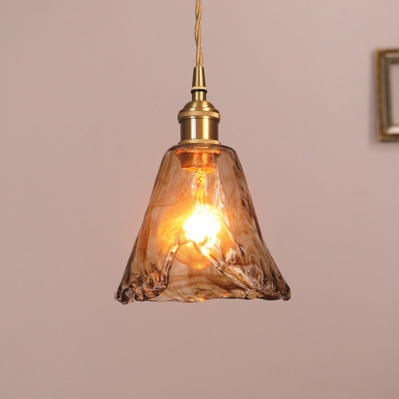 Zina Suspension Géométrique Vintage Verre. Laiton. Salon - B - Blanc chaud